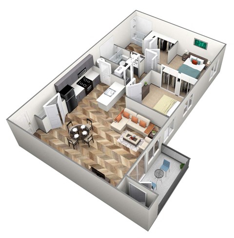 Floor plan for 2 beds, 2 baths, 1014 sqft